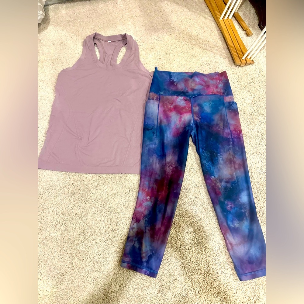 Athleta tank and matching capri leggings with pockets!